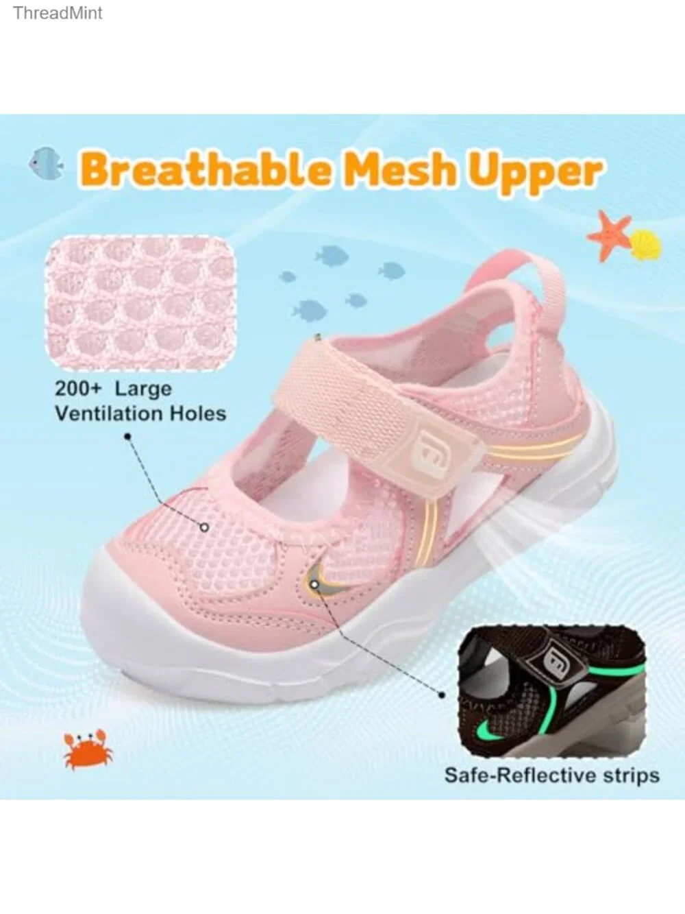 Toddler Quick-Dry Water Sandals Lightweight Non-Slip Athletic Shoes for Beach
